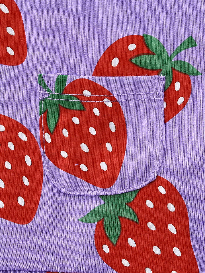 Children's Strawberry Print Short Sleeve Dress