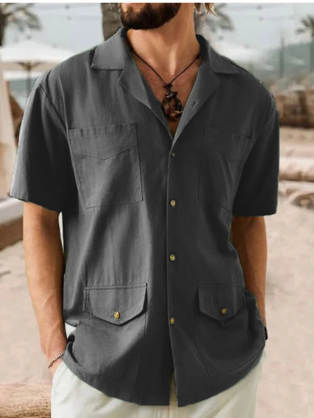 Men's Full Size Button Up Short Sleeve Shirt Plus Size