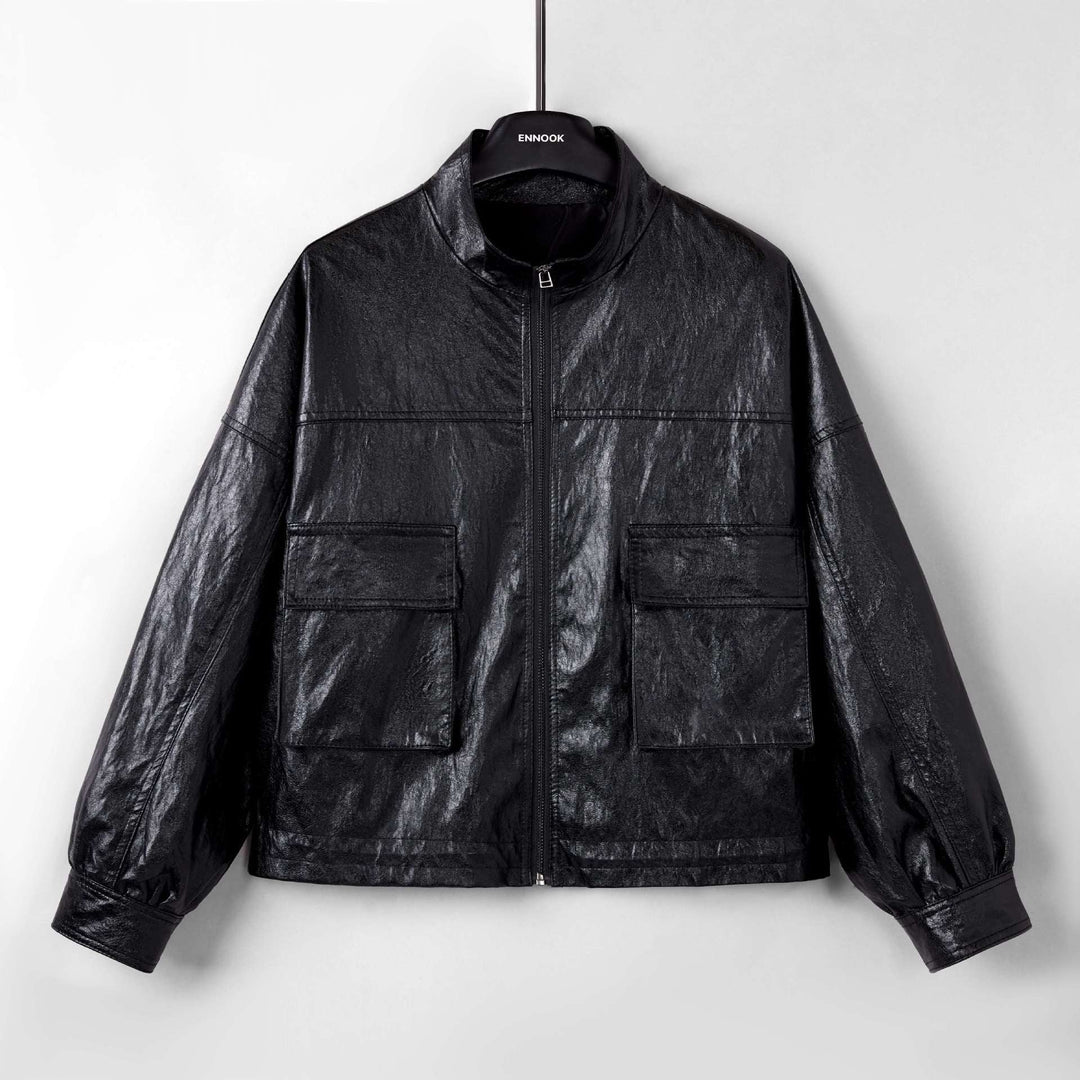 Women's Leather Top Loose All-matching European And American Style Short Coat