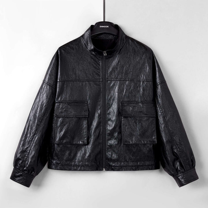 Women's Leather Top Loose All-matching European And American Style Short Coat