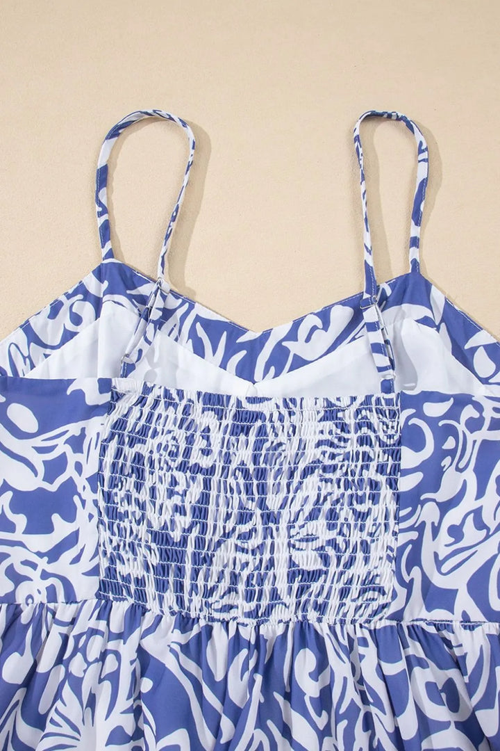 Floral Print Spaghetti Strap High Waist Dress
