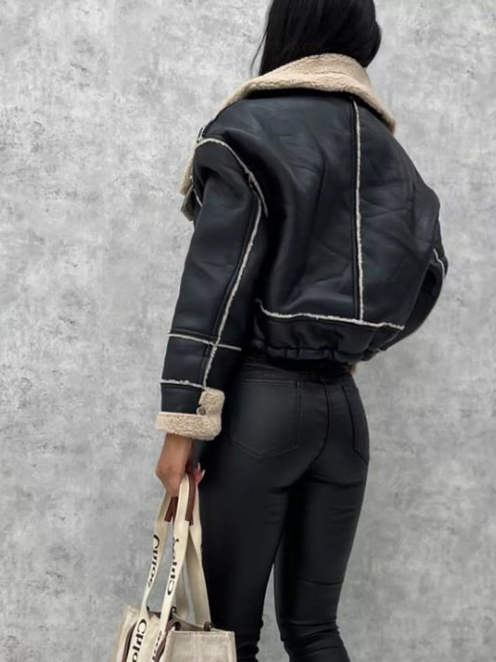 Sherpa Trim Cropped Jacket