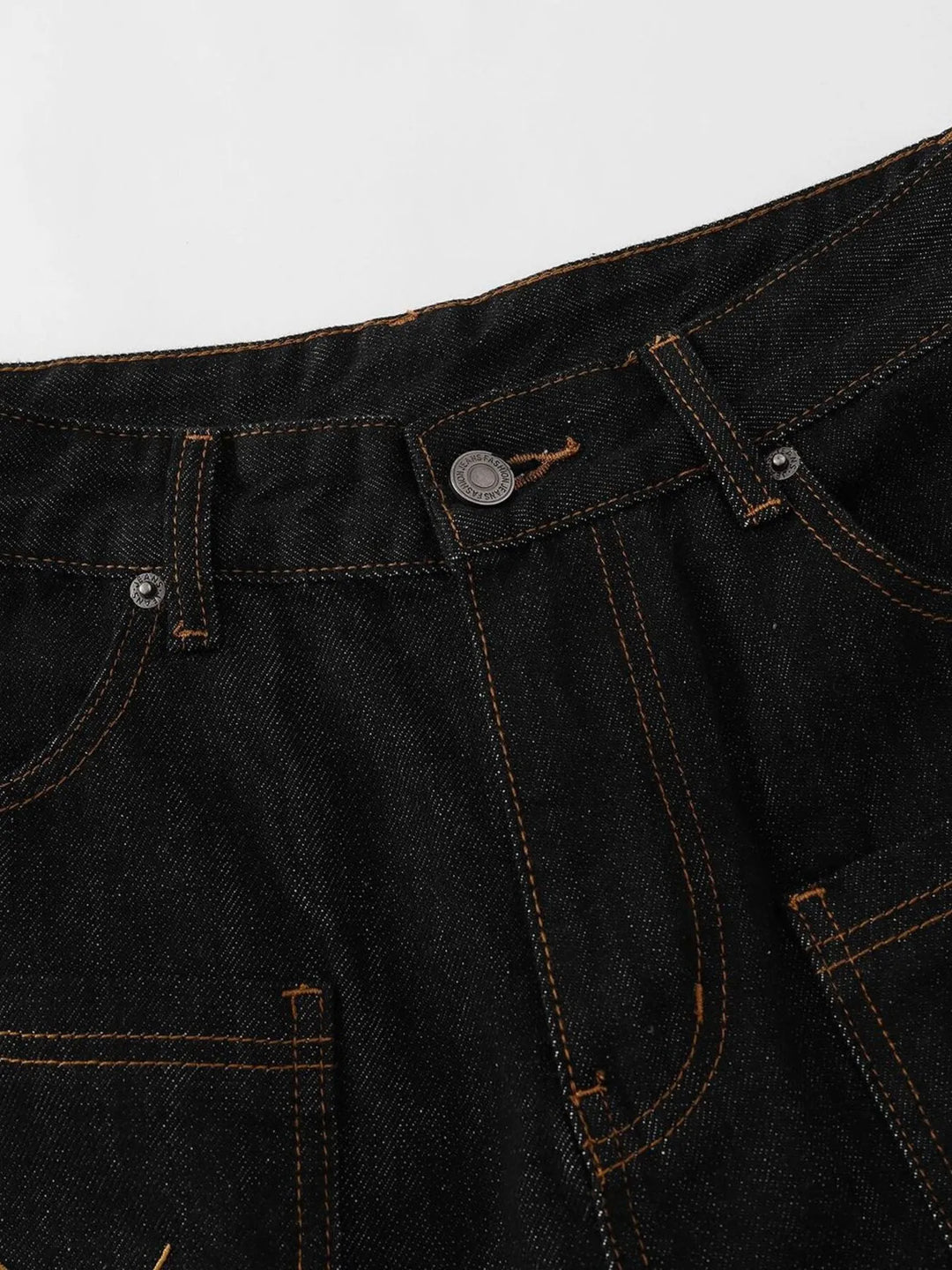 Men's Wide Leg Denim Shorts with Embroidered Pocket Detail