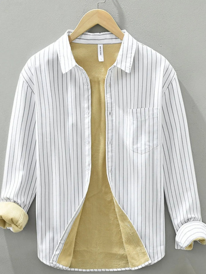 Men's Plus Size Striped Button Up Long Sleeve Shirt