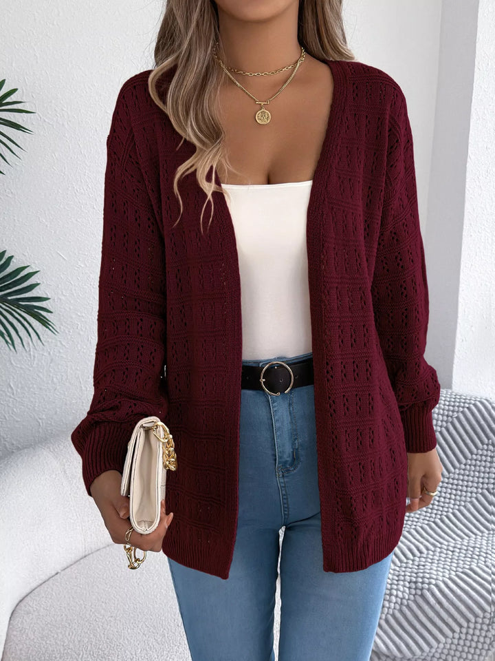 Open-Front Crochet Knit Cardigan