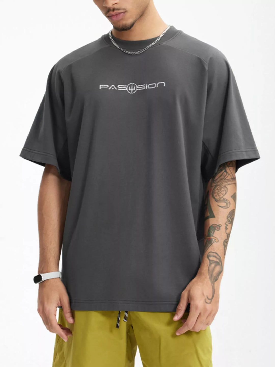 Men's Letter Round Neck Half Sleeve T-Shirt