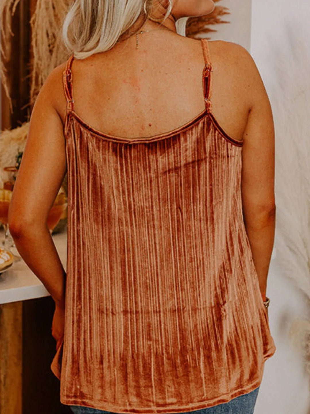 Lace Trim Pleated Cami
