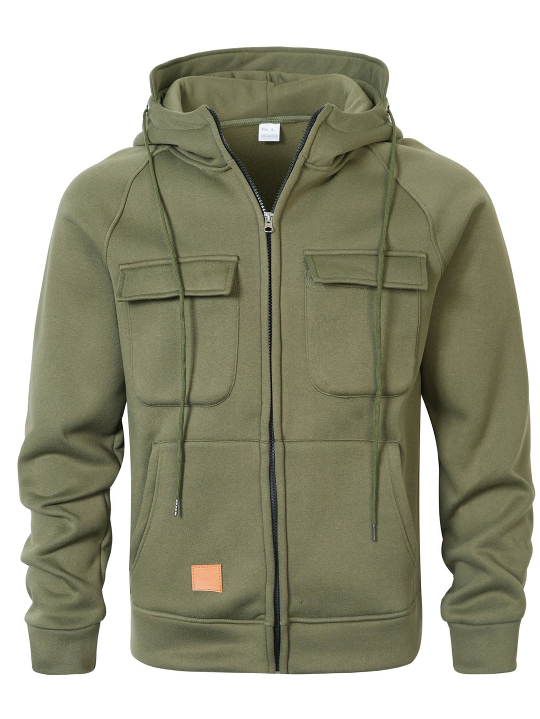 Mens Loose-Fit Hoodie With Multiple Pockets And A Stand-Up Collar