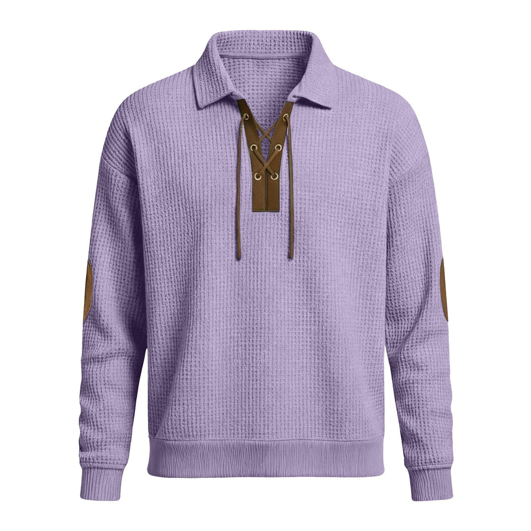 Mens Fashion Solid-Color Long-Sleeve Loose-Fit Sweatshirt