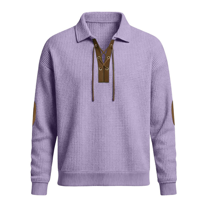 Mens Fashion Solid-Color Long-Sleeve Loose-Fit Sweatshirt