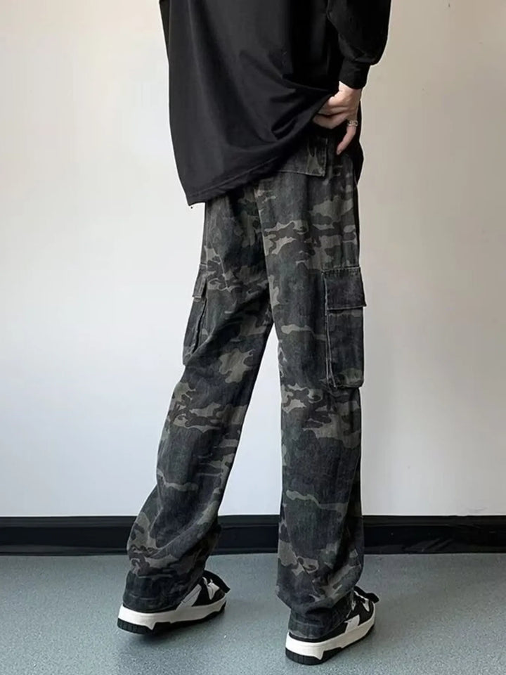 Men's Full Size Camouflage Wide Leg Cargo Jeans Plus Size