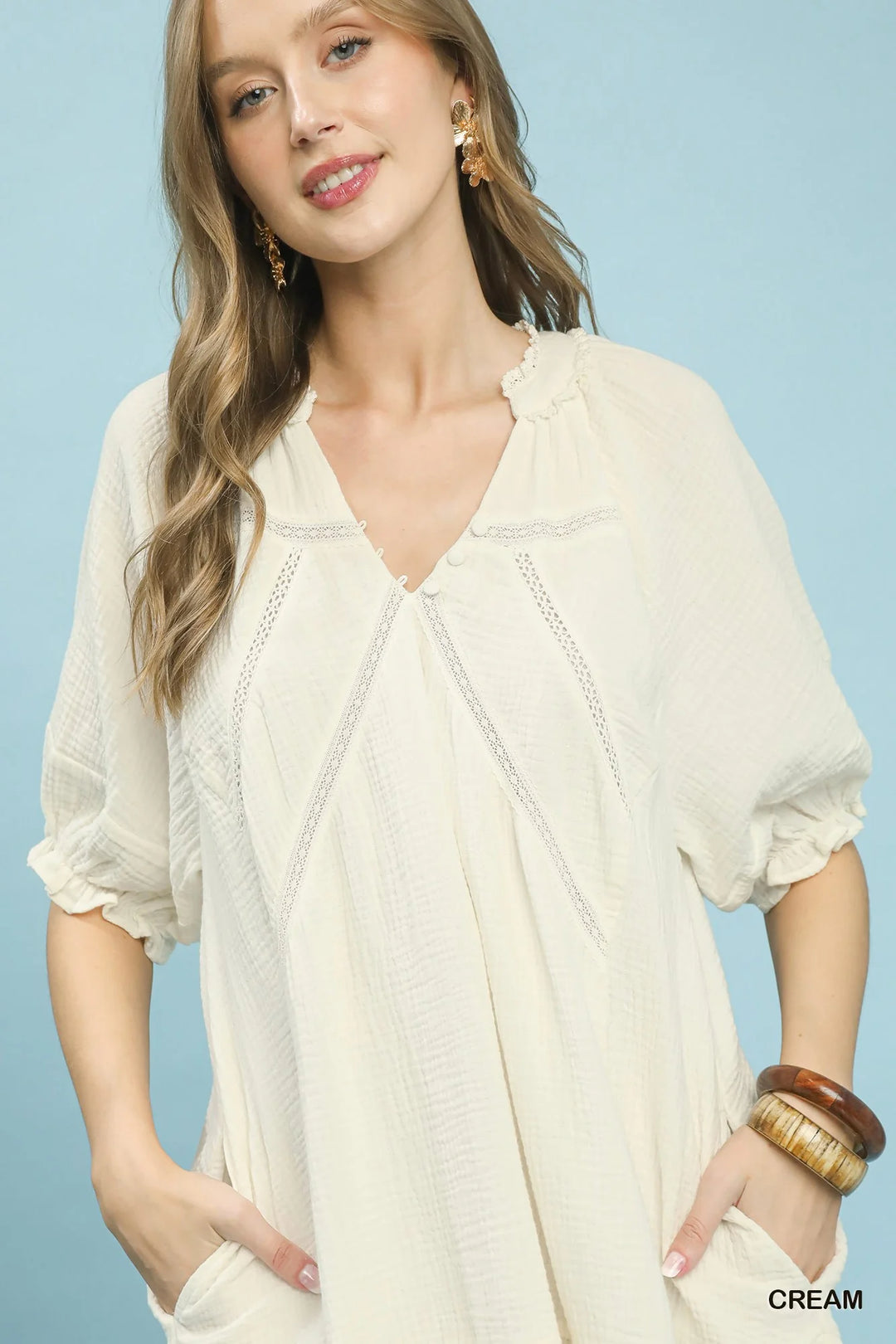 Umgee Cotton Gauze Mini Dress