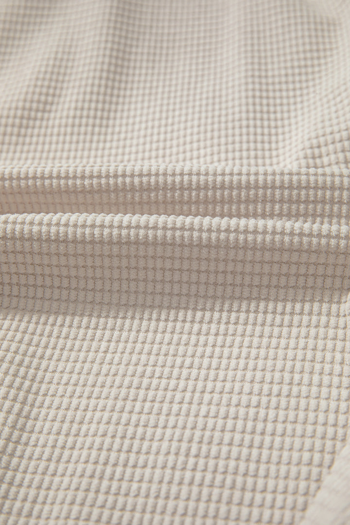 Beige 2 in 1 Thermal Knit Textured Hooded Jacket