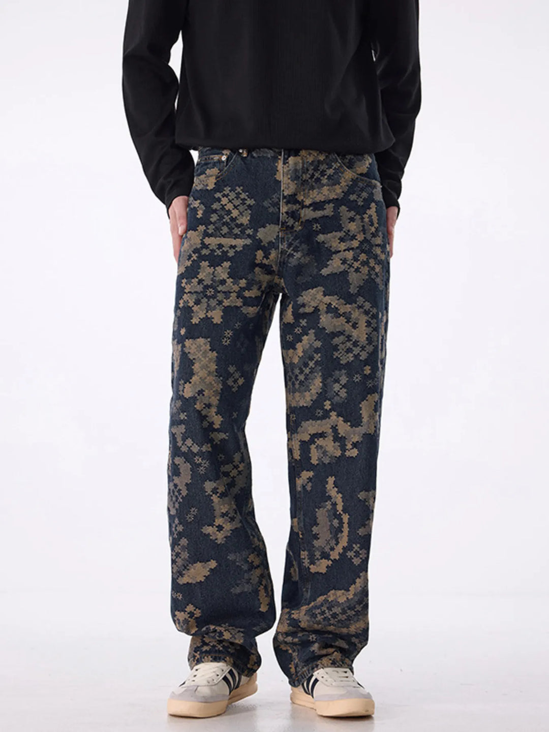 Men's Printed Wide Leg Cargo Pants