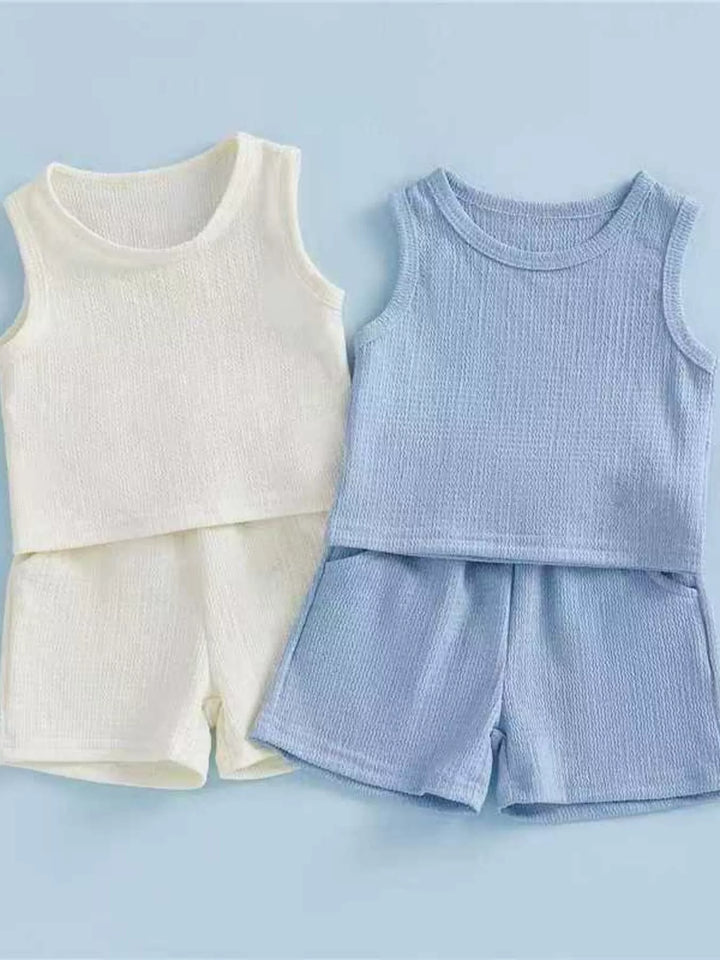 Children's Solid Color Tank and Shorts Set
