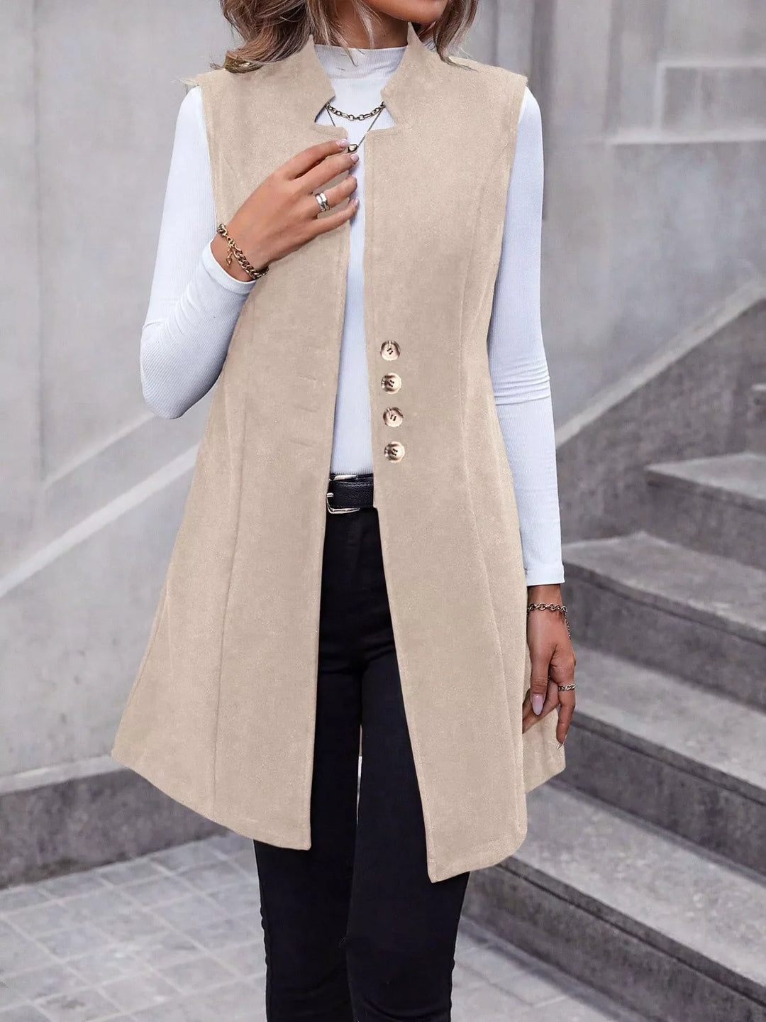 Button-Down Longline Vest Coat