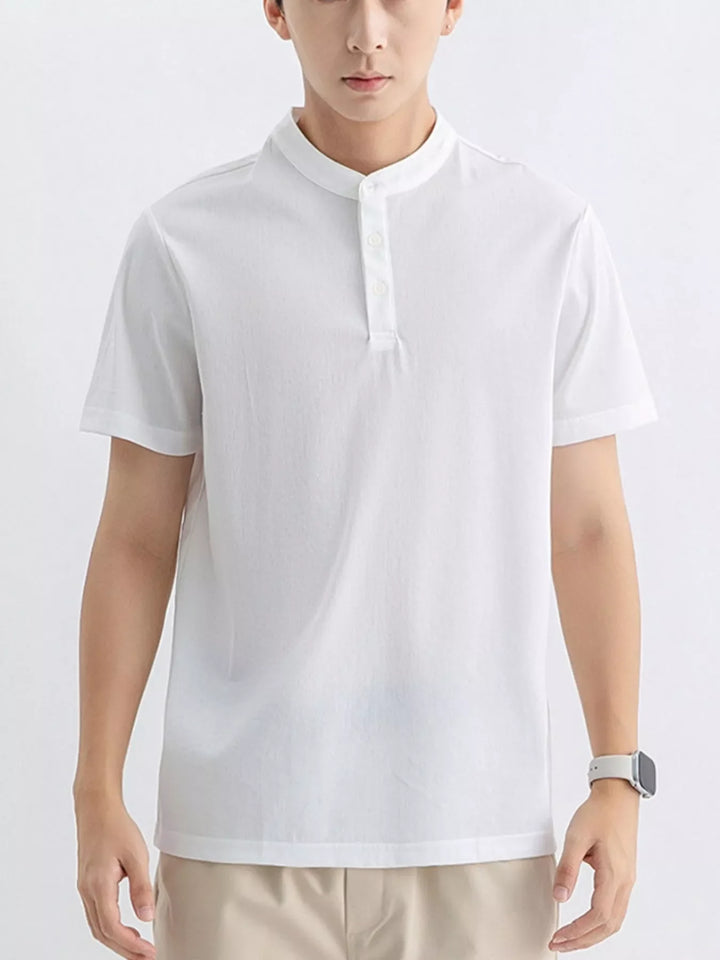 Men's Plus Size Button Detail Short Sleeve Top