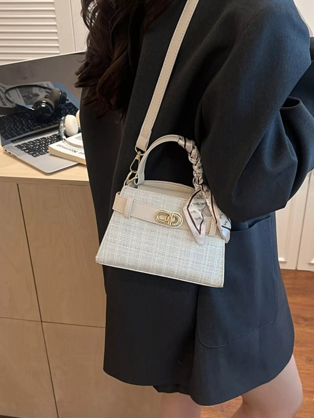 Texture Top Handle Crossbody Bag