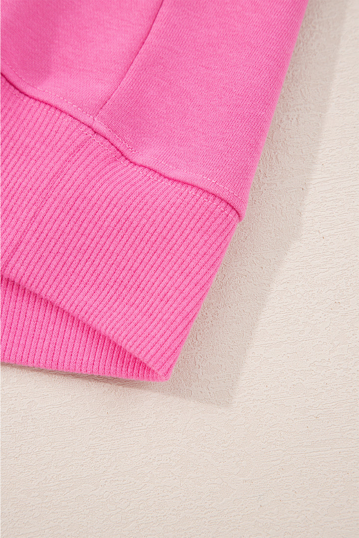 Sachet Pink Solid Color Collared Pullover and Central Seam Pants Set