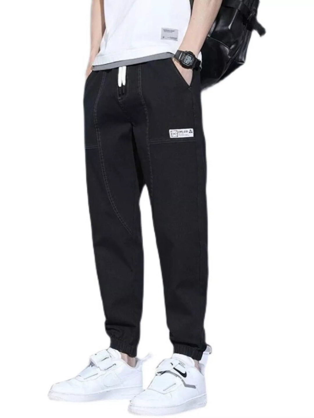 Men's Full Size Casual Drawstring Jeans Plus Size