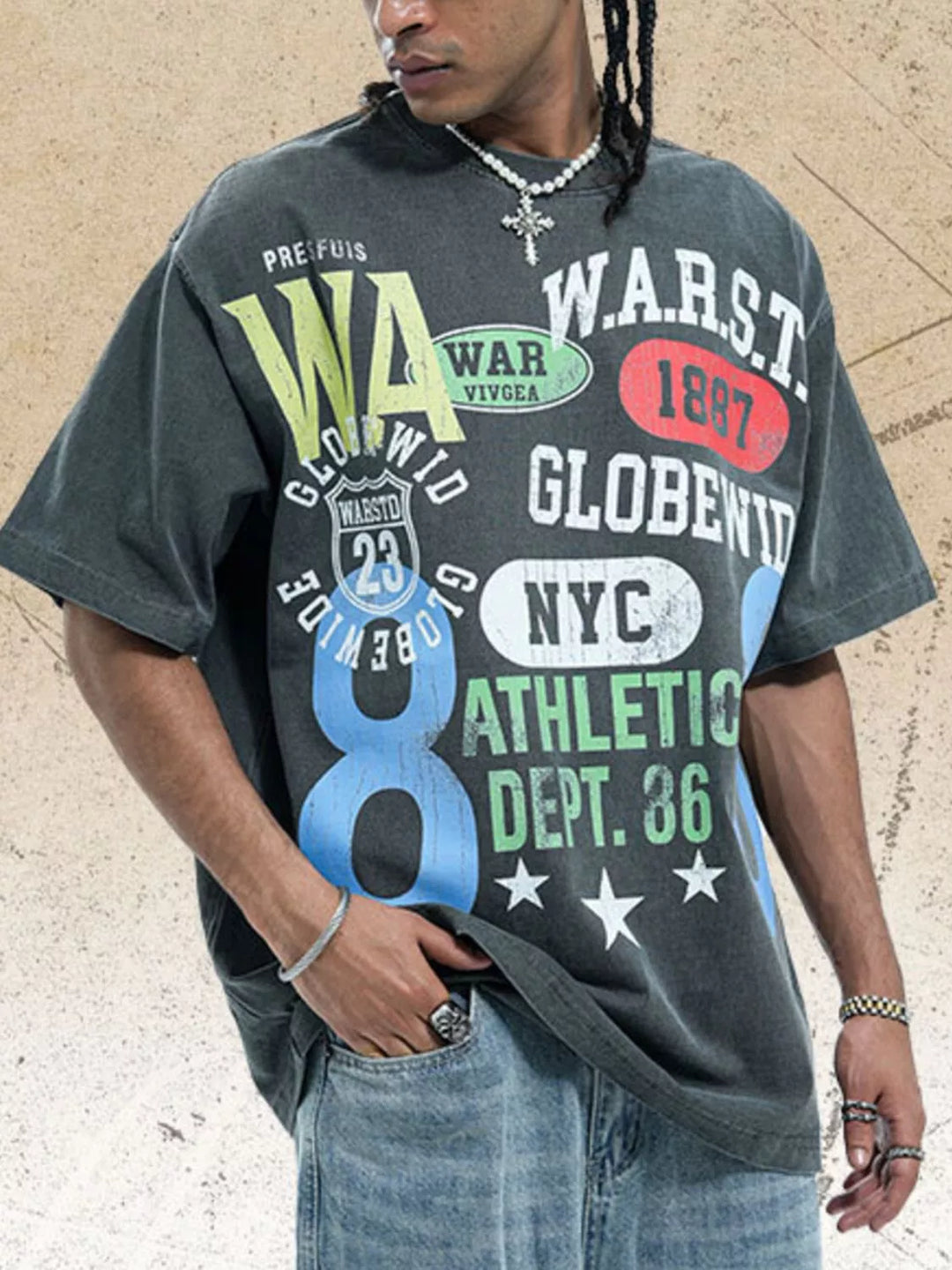 Men's Graphic Round Neck Short Sleeve T-Shirt