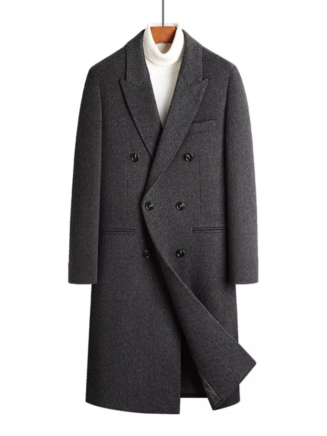 Men's Wool Blend Double-Breasted Overcoat