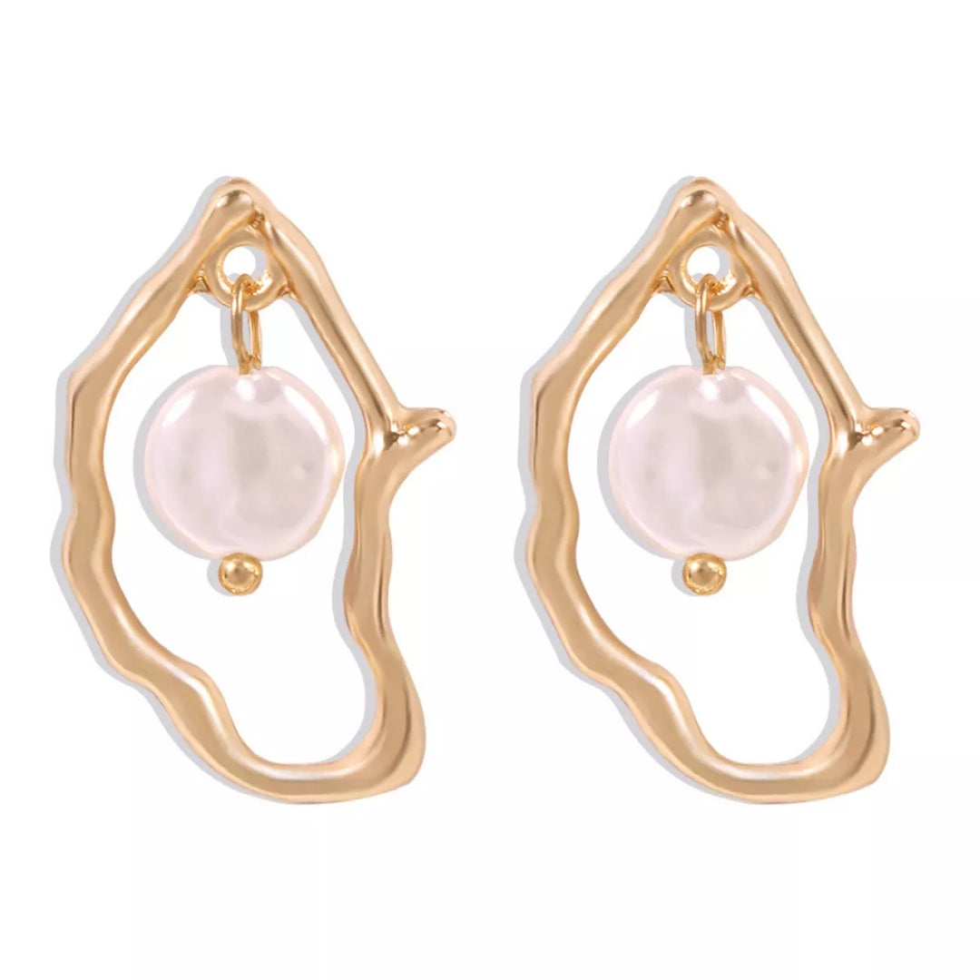 18K Gold-Plated Pearl Earrings