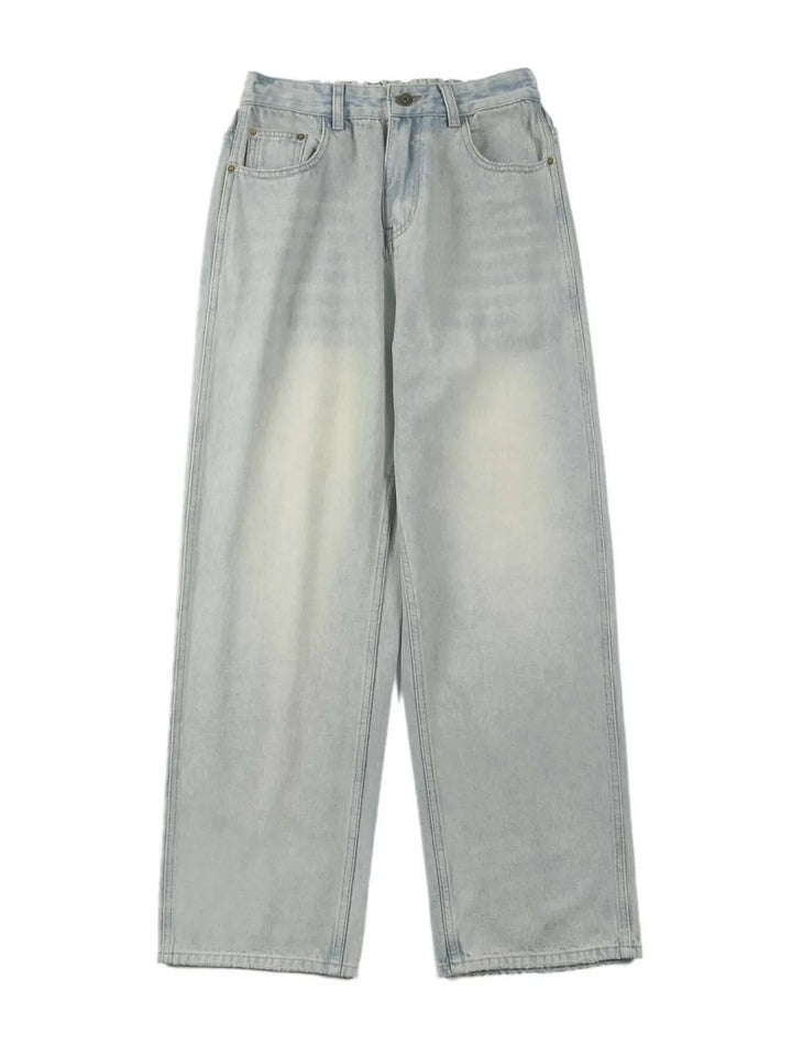 Men's Full Size Vintage Washed Wide Leg Relaxed Fit Jeans Plus Size