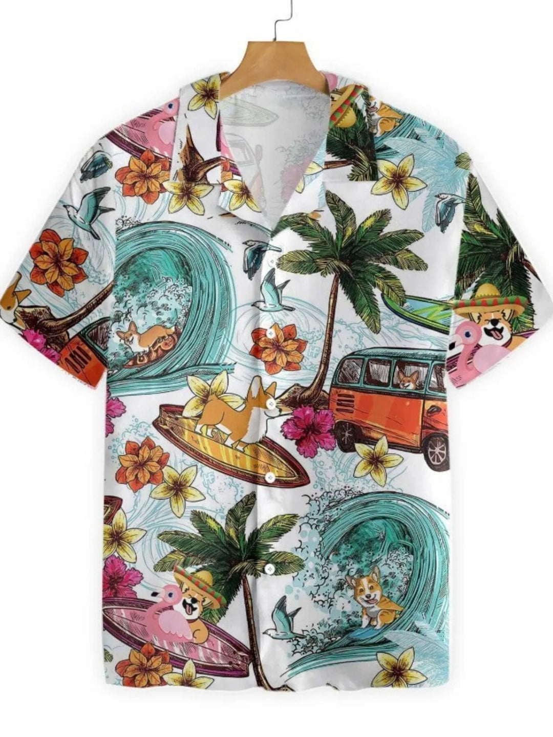 Men's Full Size Printed Button Up Shirt Plus Size