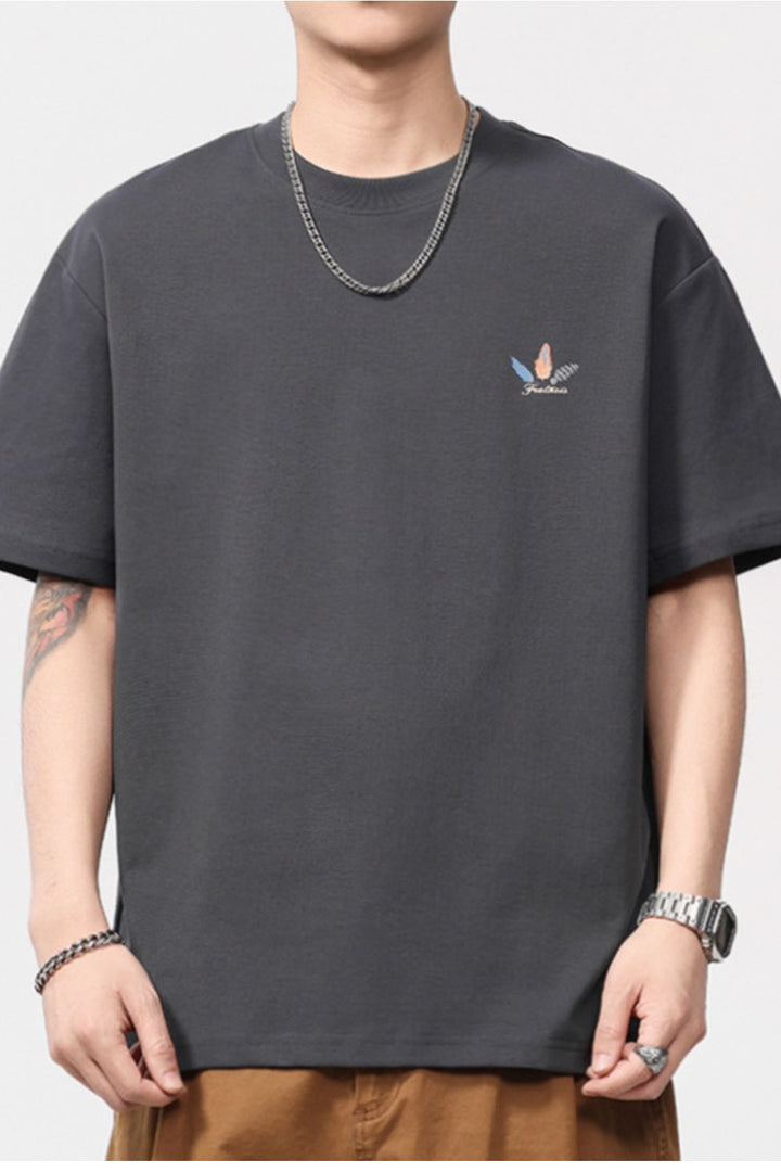 Men's Plus Size Feather Print Casual T-Shirt