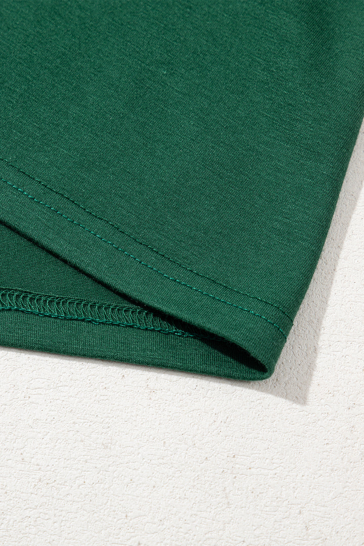 Green Contrast Lace Raglan Sleeve Pleated Detail Shift Dress