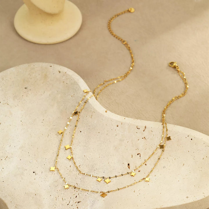 18K Gold-Plated Layered Star Charm Necklace