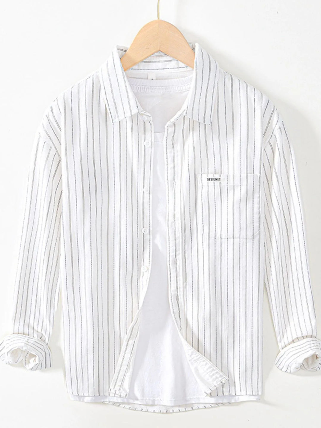 Men's Plus Size Striped Button Up Long Sleeve Shirt
