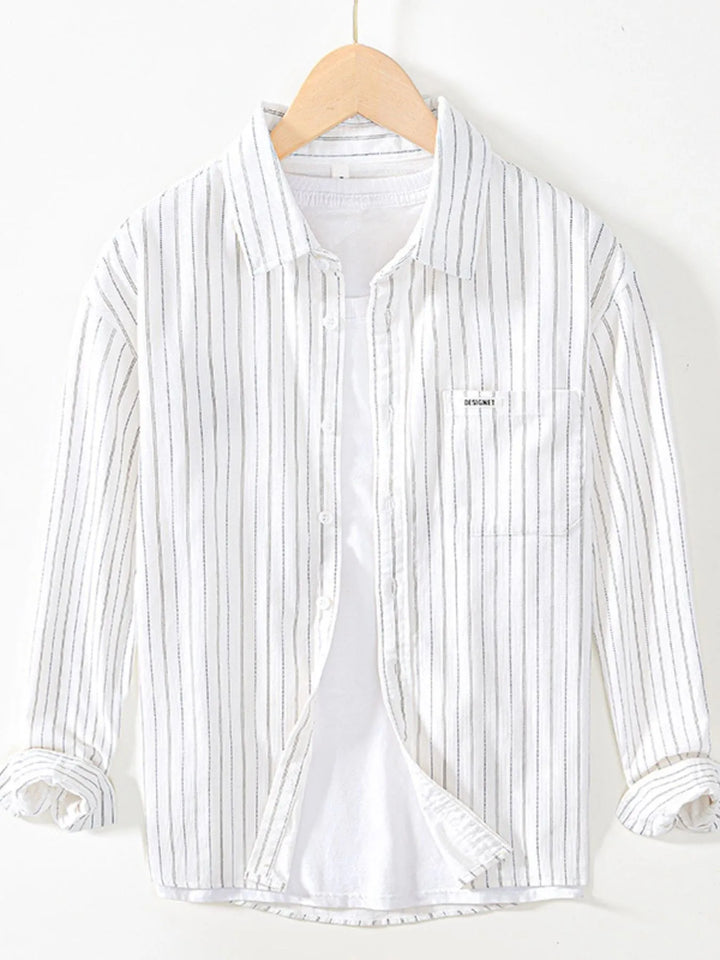 Men's Plus Size Striped Button Up Long Sleeve Shirt