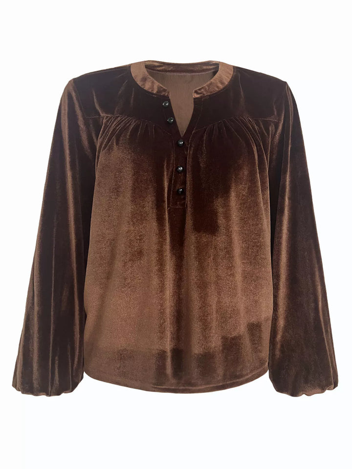 Velvet Balloon Sleeve Blouse