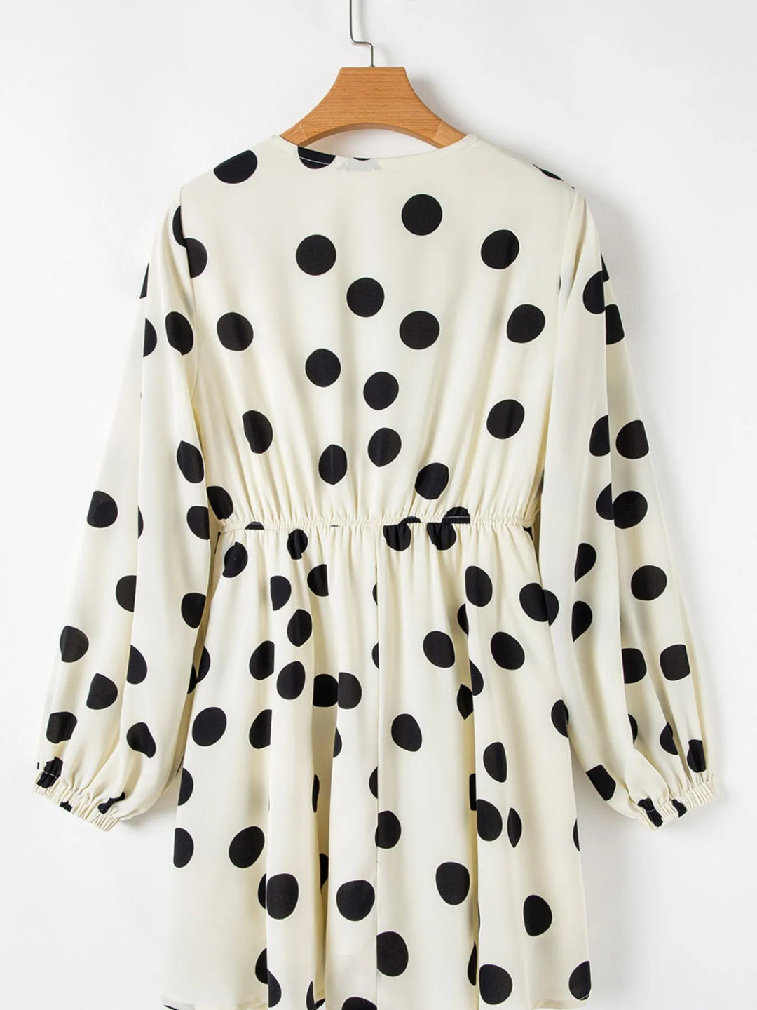 Polka Dot Surplice Puff Sleeve Mini Dress