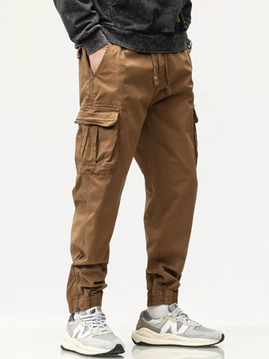 Men's Full Size Casual Cargo Pants with Drawstring Waist Plus Size
