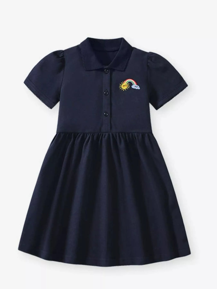 Children's Embroidered Rainbow Polo Dress