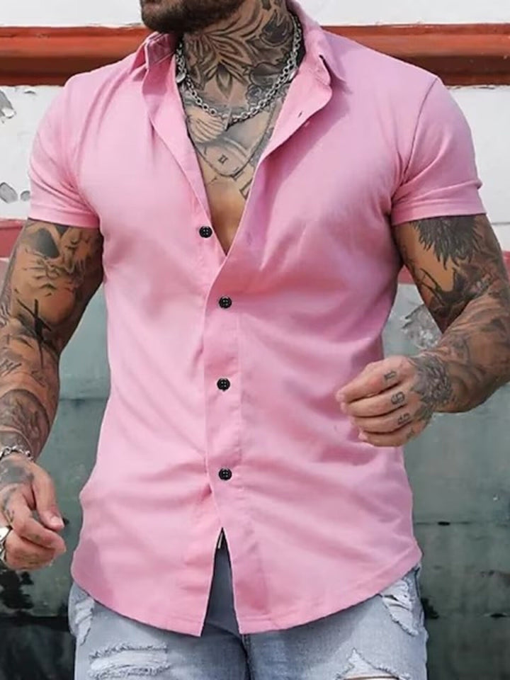 Men's Full Size Slim Fit Short Sleeve Button-Down Shirt Plus Size
