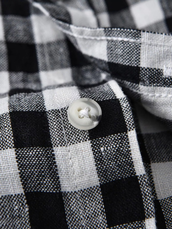 Men's Plus Size Plaid Button Up Short Sleeve Shirt