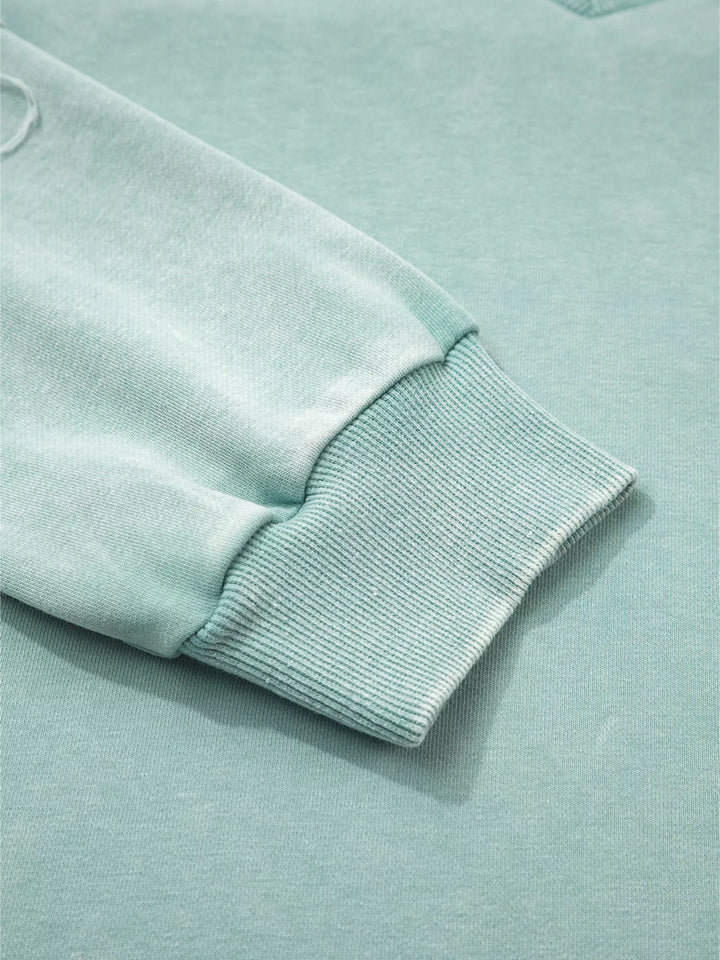 Mineral Wash Exposed Seam Buttoned V Neck Top