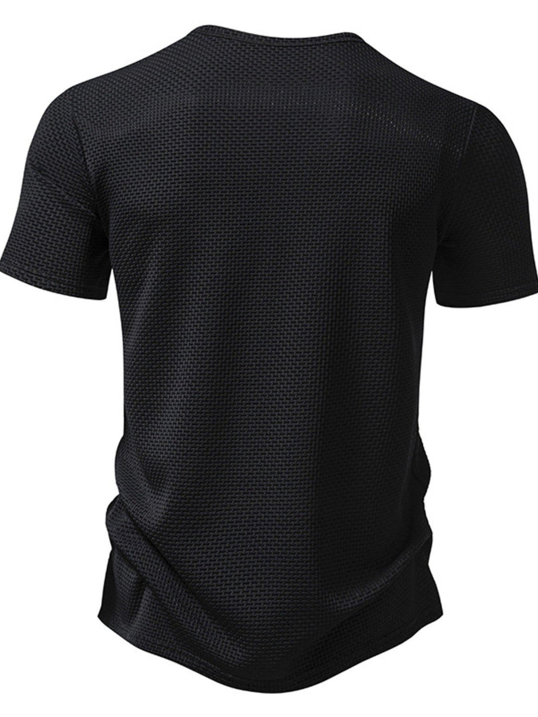 Men's Textured Henley Button Detail T-Shirt