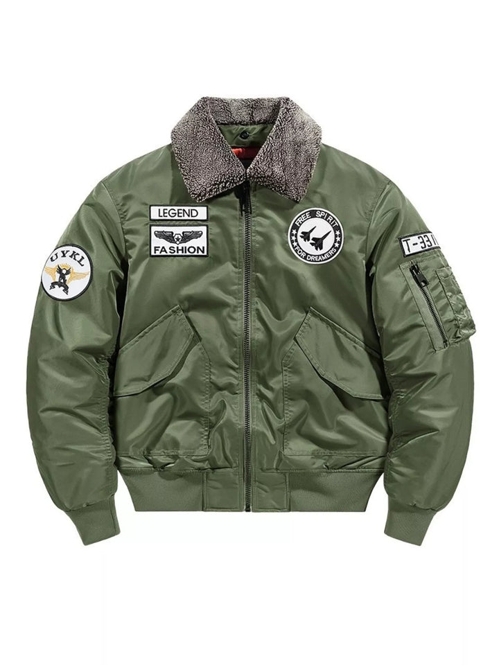 Men's Plus Size Embroidered Patches Bomber Jacket