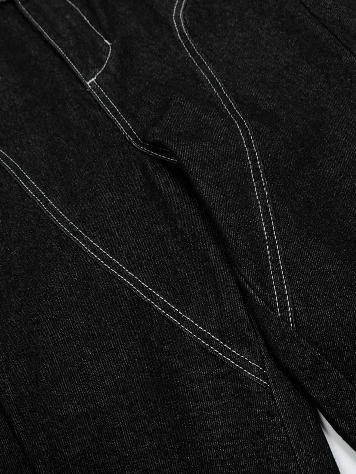 Men's Wide-Leg Jeans with Contrast Stitching