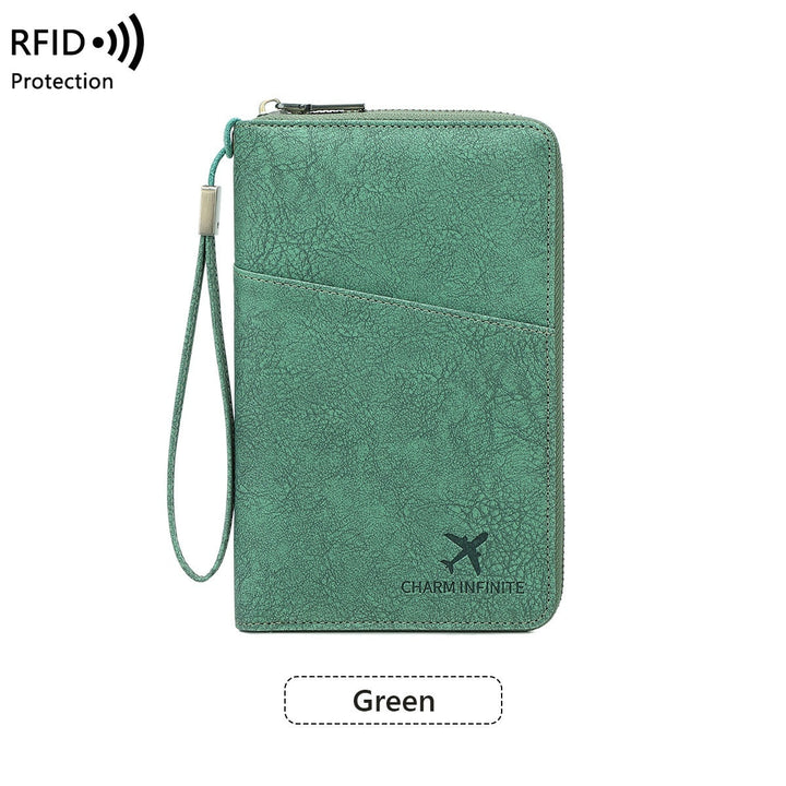 Cross-border RFID-blocking Passport Holder Long-style Zippered Passport Case Multi-functional Travel Document And Ticket Organizer