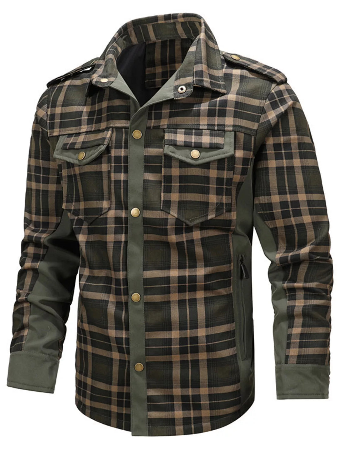 Men's Full Size Button Up Long Sleeve Plaid Shirt Plus Size