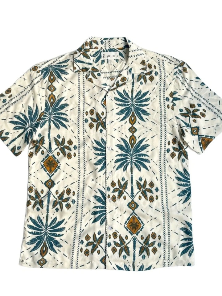 Men's Full Size Button Down Tropical Printed Shirt Plus Size