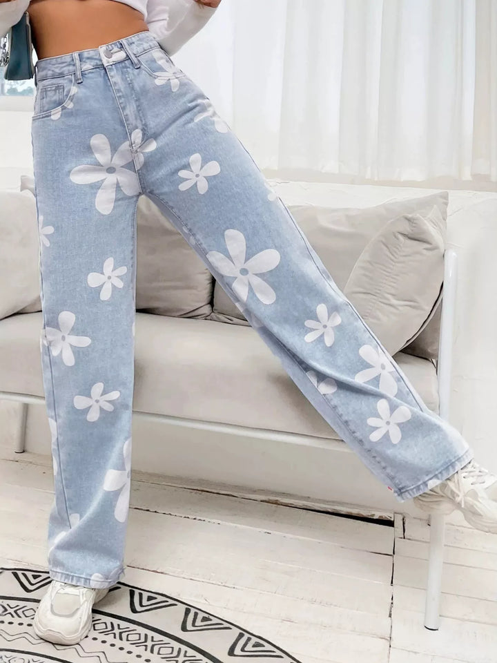 Floral Wide Leg Jeans