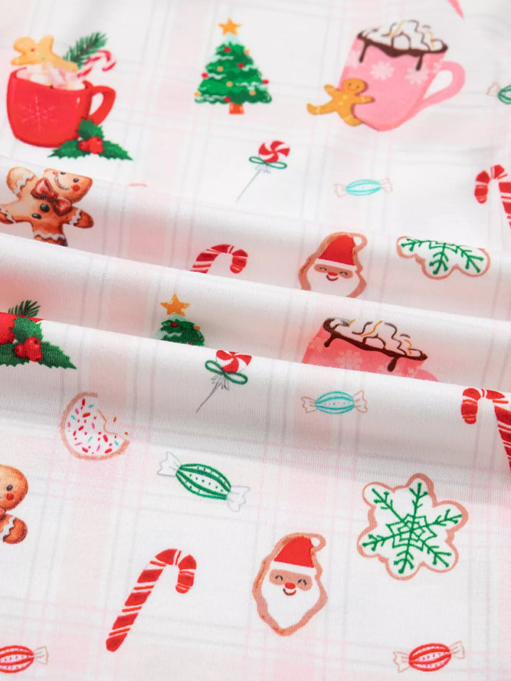 Christmas Spirit Cute Holiday Print Short Sleeve Shirt and Pants 2pcs Pajama Set