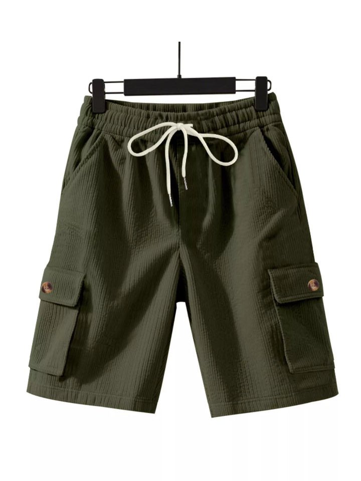 Men's Full Size Casual Textured Drawstring Cargo Shorts Plus Size
